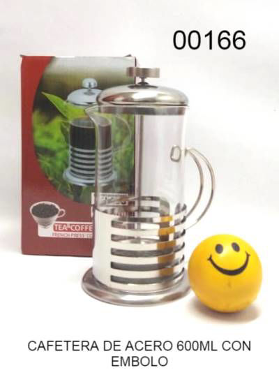 Imagen de CAFETERA DE ACERO 600ML CON EMBOLO EN CAJA 5.25